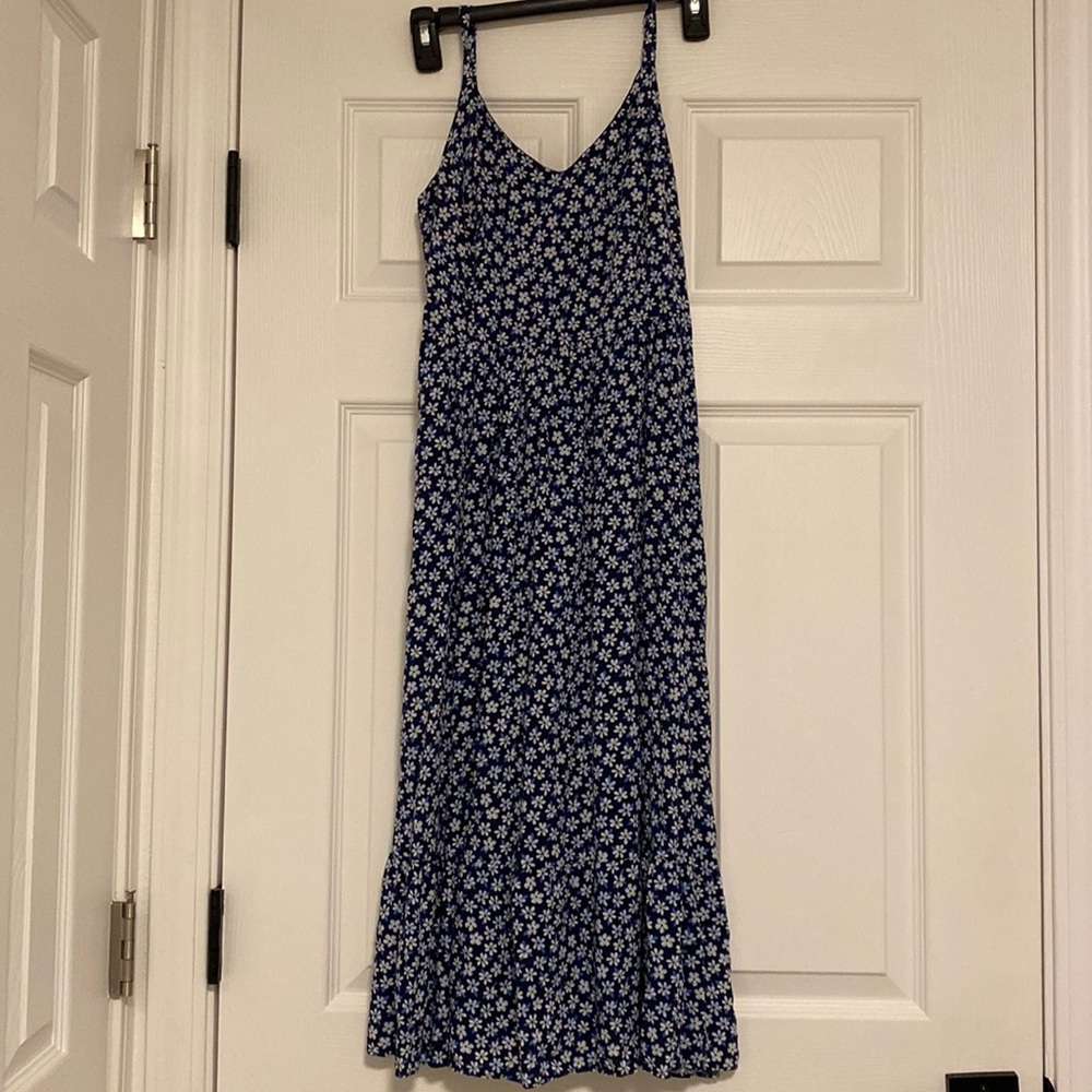 Blue flower patterned cami summer dress
